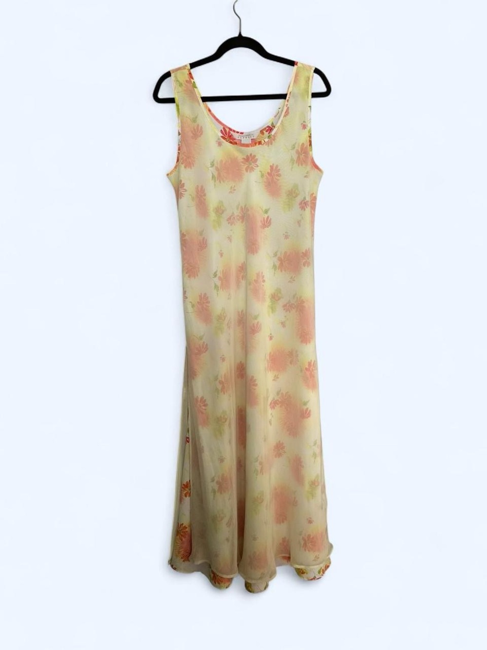 Vintage 90s Express whimsy floral maxi dress with sheer layer 13/14